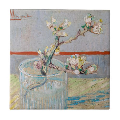 Vincent van Gogh _ Almond Branch in a Glass Ceramic Tile