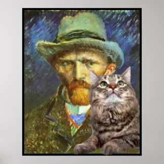 Vincent van Gogh and his  cat Poster