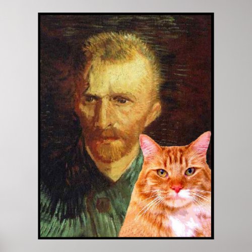 Vincent van Gogh and his red tabby cat Poster