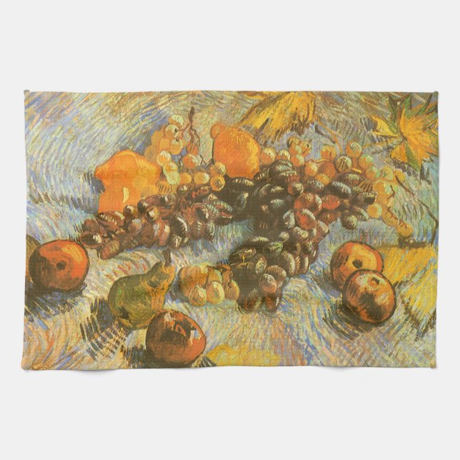 Vincent van Gogh - Apples, Pears, Lemons, Grapes Kitchen Towel (Horizontal)
