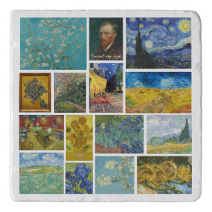 Vincent Van Gogh Art Gallery Collage Marble Stone Trivet
