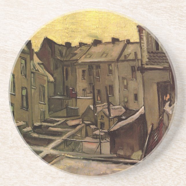 Vincent van Gogh, Backyards of Old Houses, Antwerp Drink Coaster (Front)