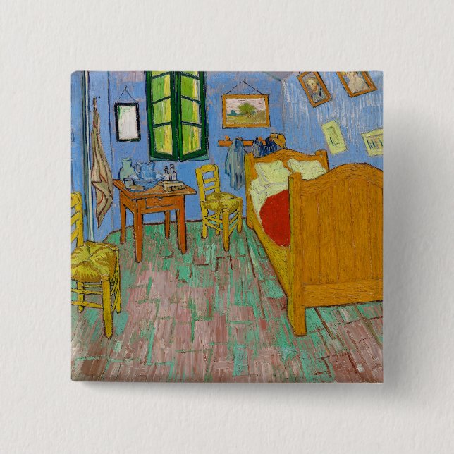 Vincent Van Gogh Bedroom. Impressionism room art Button (Front)