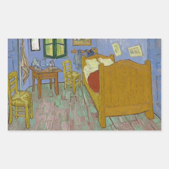 Vincent Van Gogh Bedroom Painting Rectangular Sticker (Front)