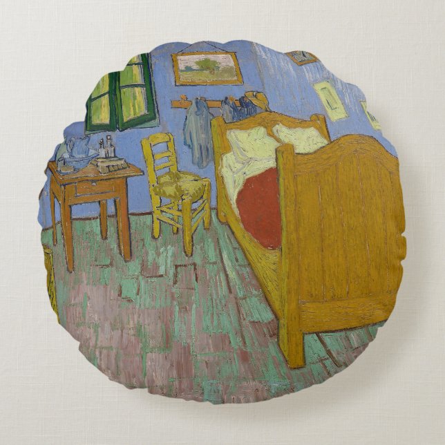 Vincent Van Gogh Bedroom Painting Round Pillow (Front)