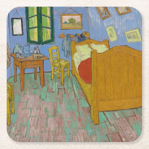 Vincent Van Gogh Bedroom Painting Square Paper Coaster