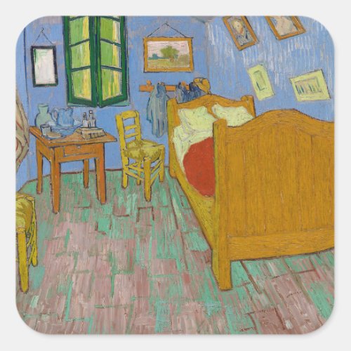 Vincent Van Gogh Bedroom Painting Square Sticker