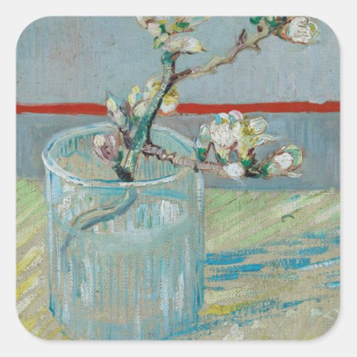 Vincent Van Gogh _ Blossoming Almond Branch Square Sticker