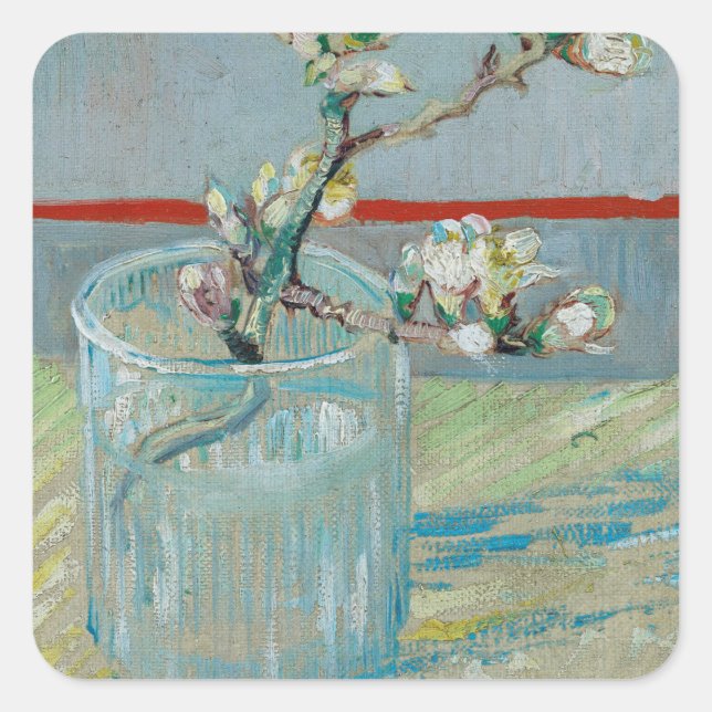 Vincent Van Gogh - Blossoming Almond Branch Square Sticker (Front)