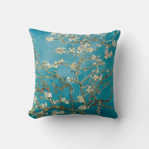 Vincent van Gogh Blossoming Almond Tree enhan Throw Pillow