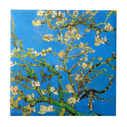 Vincent Van Gogh _ Blossoming Almond Tree Fine Art Tile