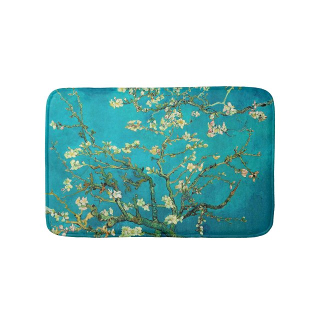 Vincent Van Gogh Blossoming Almond Tree Floral Art Bathroom Mat (Front)