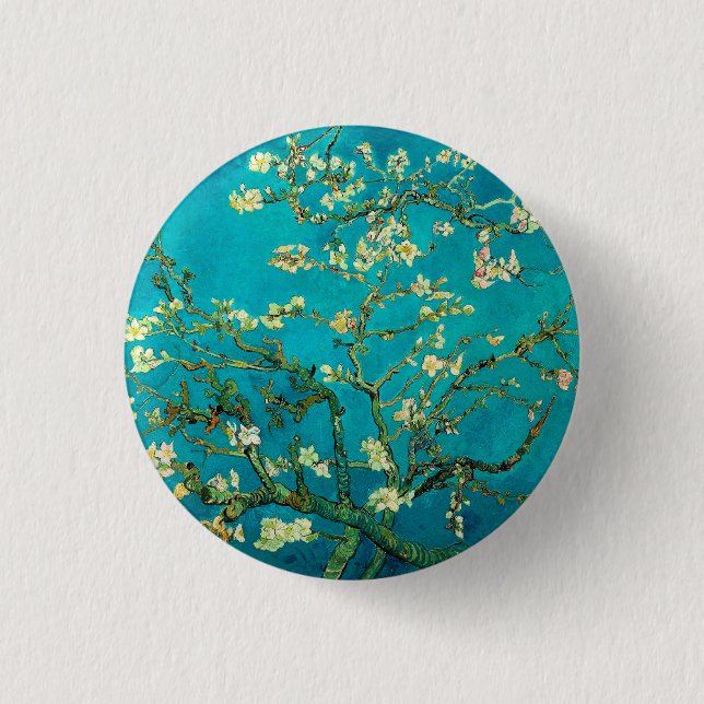 Vincent Van Gogh Blossoming Almond Tree Floral Art Button (Front)