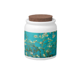Vincent Van Gogh Blossoming Almond Tree Floral Art Candy Jar