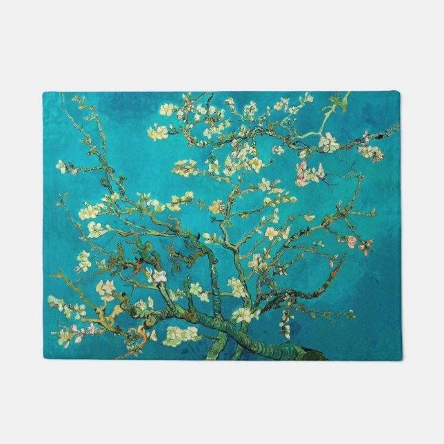 Vincent Van Gogh Blossoming Almond Tree Floral Art Doormat (Front)