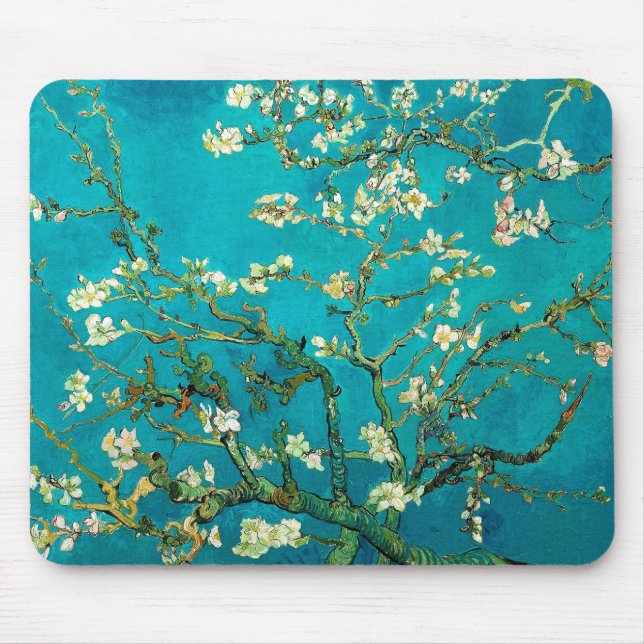 Vincent Van Gogh Blossoming Almond Tree Floral Art Mouse Pad (Front)