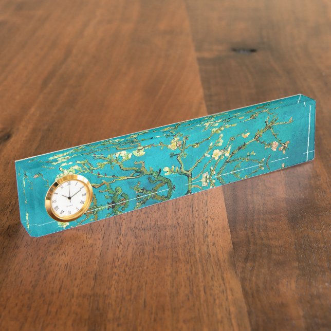 Vincent Van Gogh Blossoming Almond Tree Floral Art Name Plate (Side)