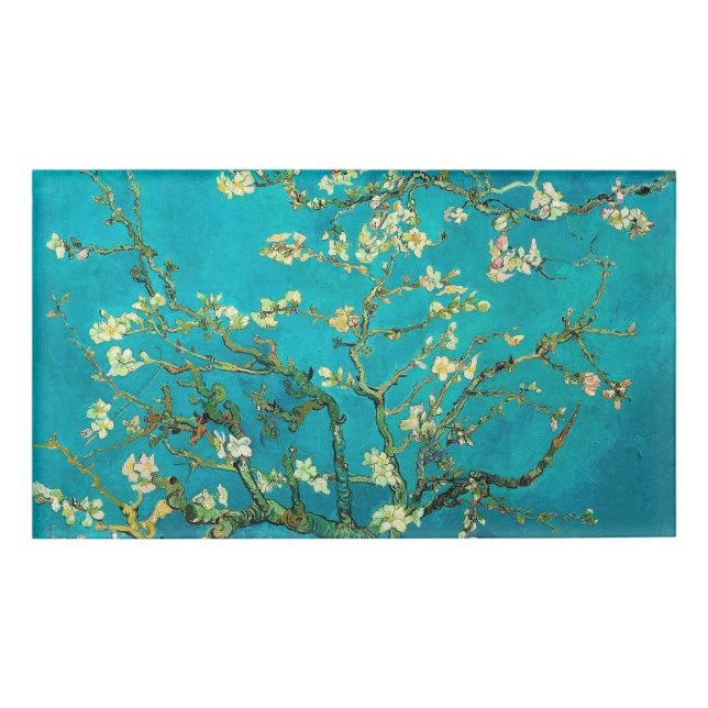Vincent Van Gogh Blossoming Almond Tree Floral Art Name Tag (Front)