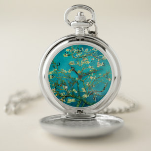 Vincent Van Gogh Blossoming Almond Tree Floral Art Pocket Watch