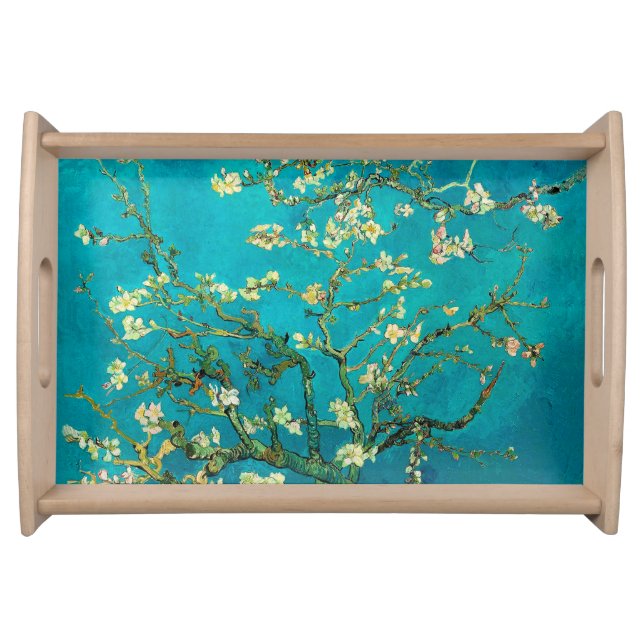 Vincent Van Gogh Blossoming Almond Tree Floral Art Serving Tray (Front)
