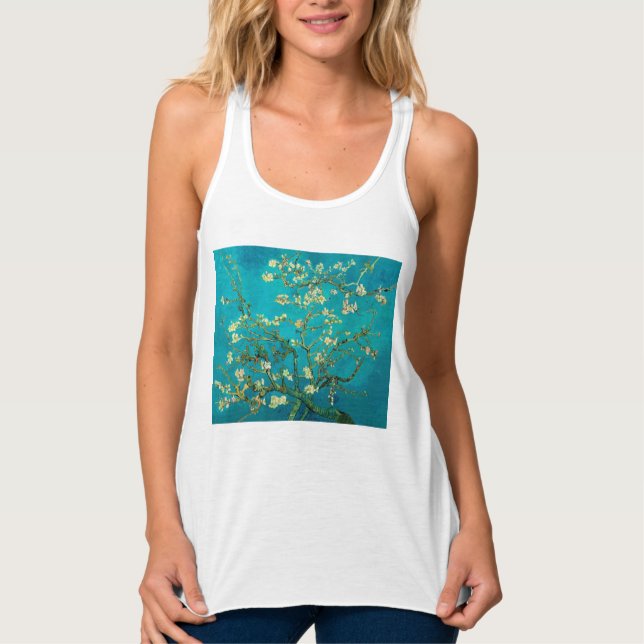 Vincent Van Gogh Blossoming Almond Tree Floral Art Tank Top (Front)