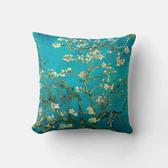 Vincent Van Gogh Blossoming Almond Tree Floral Art Throw Pillow (Front)