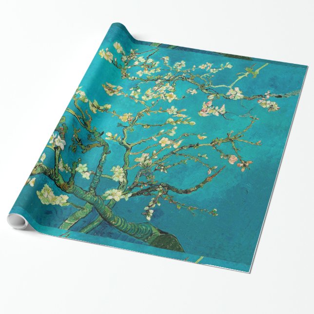 Vincent Van Gogh Blossoming Almond Tree Floral Art Wrapping Paper (Unrolled)