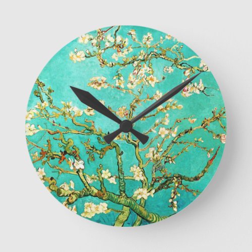 Vincent van Gogh Blossoming Almond Tree Round Clock