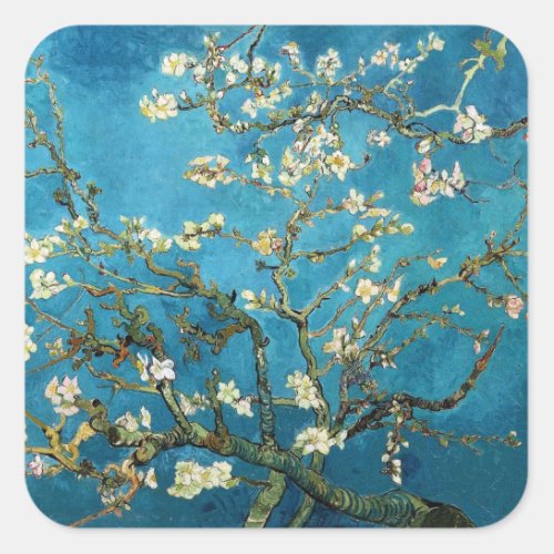 Vincent van Gogh Blossoming Almond Tree Square Sticker