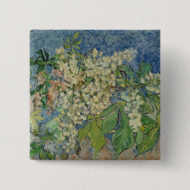 Vincent van Gogh | Blossoming Chestnut Branches Button (Front)