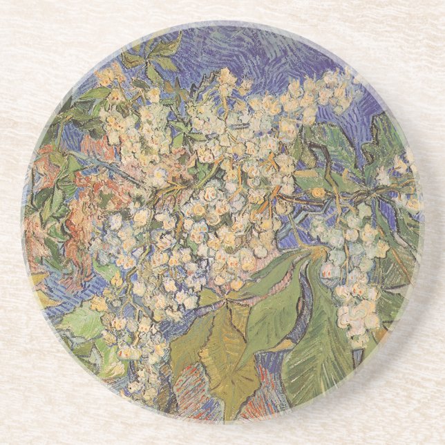 Vincent van Gogh - Blossoming Chestnut Branches Sandstone Coaster (Front)