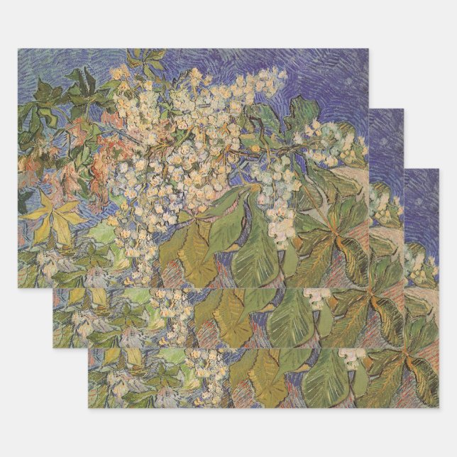 Vincent van Gogh - Blossoming Chestnut Branches Wrapping Paper Sheets (Set)