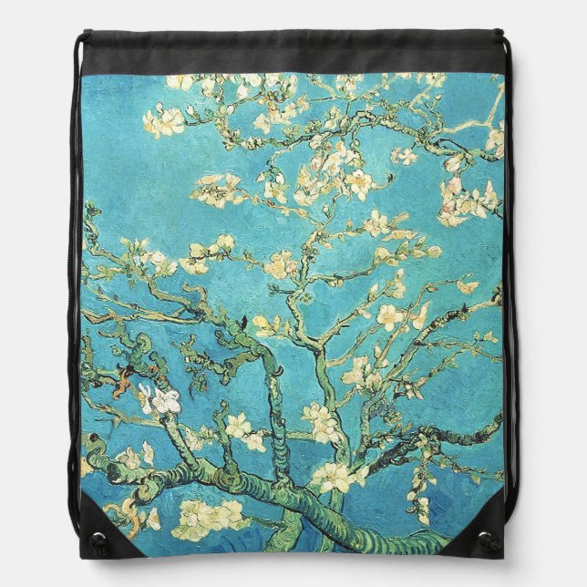 Vincent van Gogh Blossomong Almond Tree    Drawstring Bag (Front)