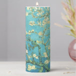 Vincent van Gogh Blossomong Almond Tree     Pillar Candle<br><div class="desc">Vincent van Gogh.  Blossomong Almond Tree. Blooming almond tree branch. Almond branches with pink flowers on a blue background. Reproduction of famous works of art  images in the public domain.</div>