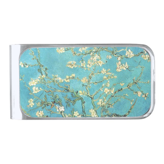 Vincent van Gogh Blossomong Almond Tree      Silver Finish Money Clip (Front)