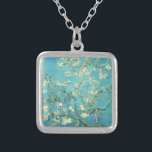Vincent van Gogh Blossomong Almond Tree Silver Plated Necklace<br><div class="desc">Vincent van Gogh. Blossomong Almond Tree. Blooming almond tree branch. Almond branches with pink flowers on a blue background. Reproduction of famous works of art images in the public domain.</div>