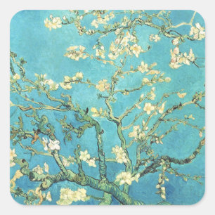 Vincent van Gogh Blossomong Almond Tree     Square Sticker