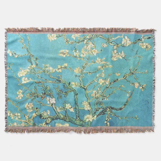 Vincent van Gogh Blossomong Almond Tree Throw Blanket (Front)