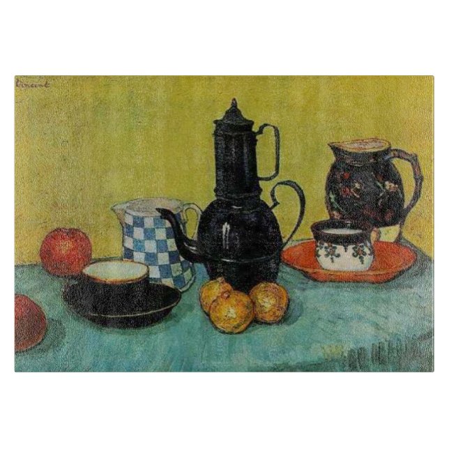 Vincent van Gogh Blue Enamel Coffee Pot Cutting Board (Front)