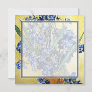 Vincent van Gogh, blue irises in yellow background