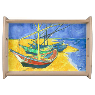 Vincent van Gogh Boats at Saintes-Marie watercol   Serving Tray