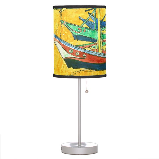 Vincent van Gogh Boats at Saintes-Marie watercol   Table Lamp (Left)