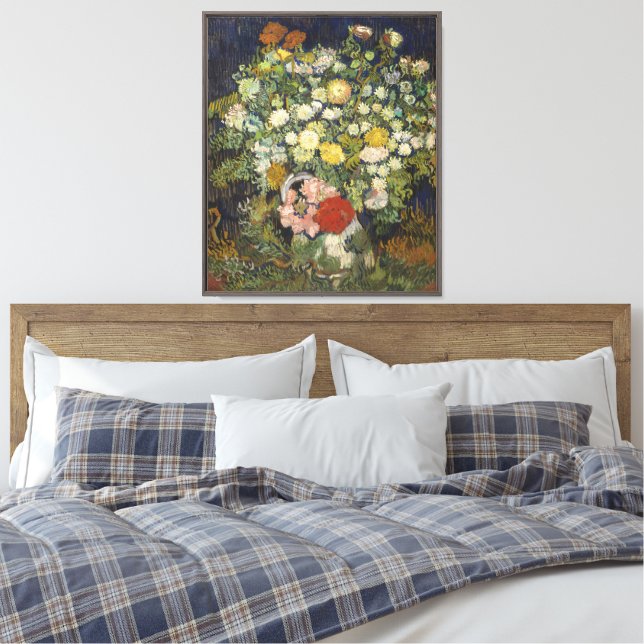 Vincent van Gogh Bouquet of Flowers in a Vase Canvas Print (Insitu(Bedroom))