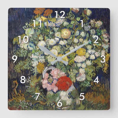 Vincent van Gogh _ Bouquet of Flowers in a Vase Square Wall Clock