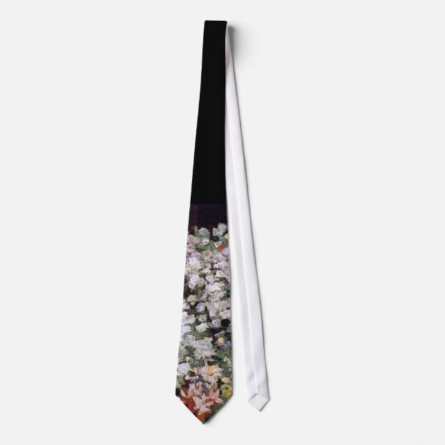 Vincent Van Gogh - Bowl With Zinnias Fine Art Neck Tie (Front)