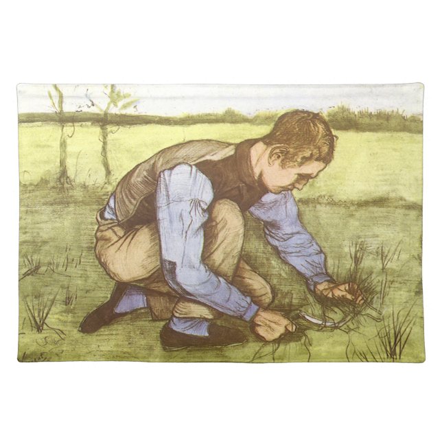 Vincent van Gogh - Boy Cutting Grass with Sickle Cloth Placemat (Front)