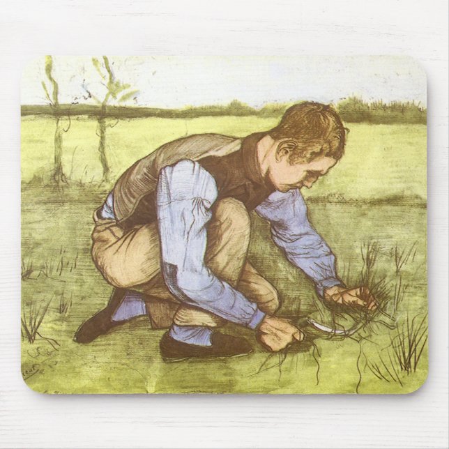 Vincent van Gogh - Boy Cutting Grass with Sickle Mouse Pad (Front)