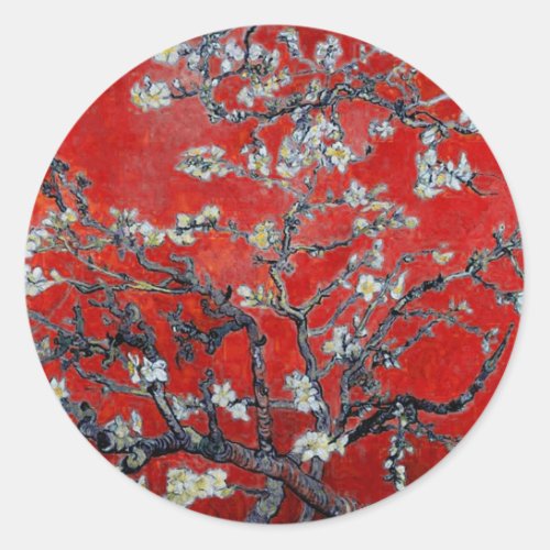 Vincent van Gogh Branches with Almond Blossom Classic Round Sticker
