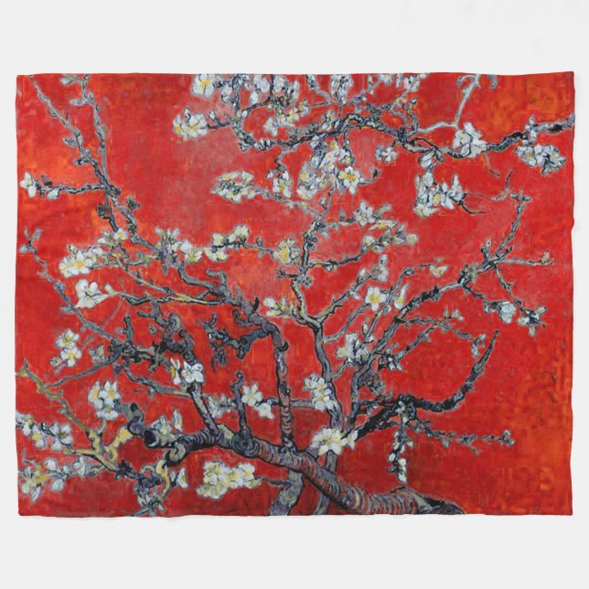 Vincent van Gogh ~ Branches With Almond Blossom Fleece Blanket (Front (Horizontal))