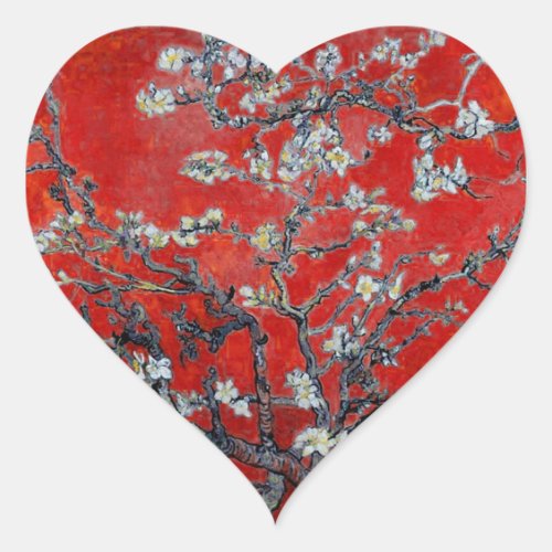 Vincent van Gogh Branches with Almond Blossom Heart Sticker